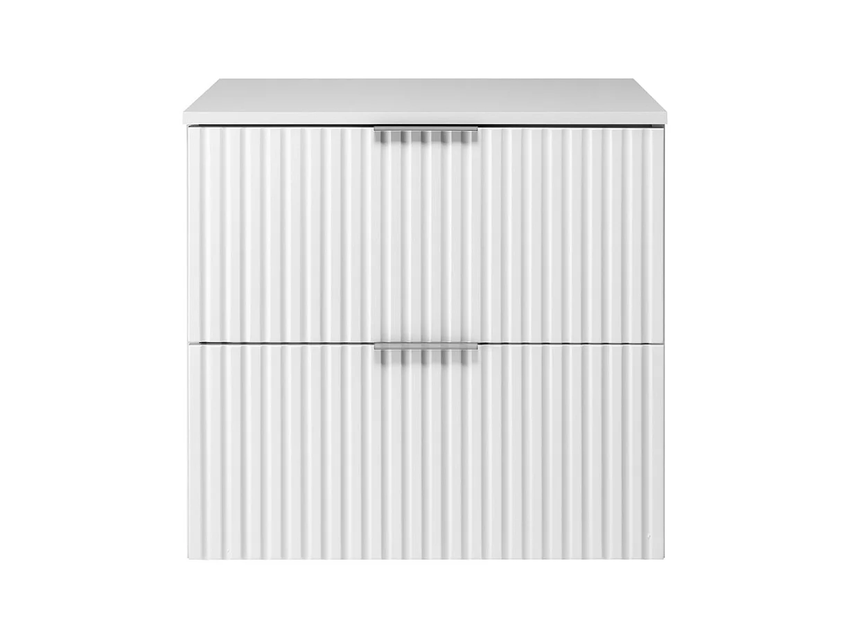 Wastafelmeubel, Wit, 60 x 57 x 46 cm, zilveren handgreep + Blad