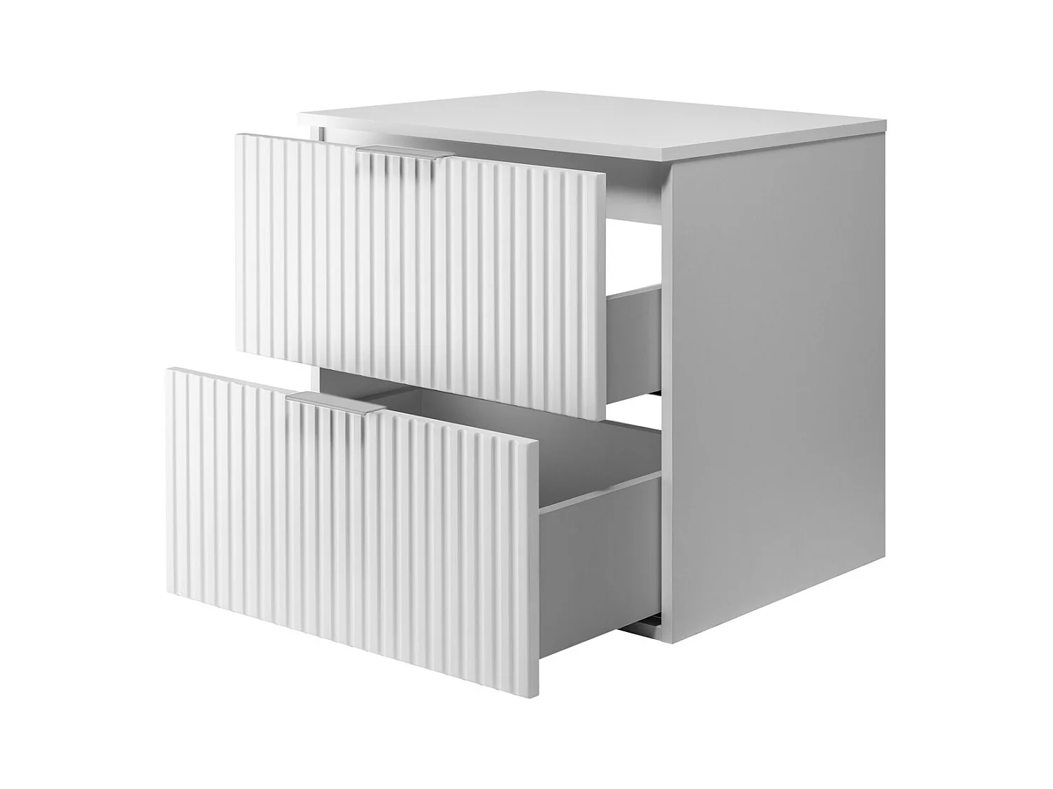 Wastafelmeubel, Wit, 60 x 57 x 46 cm, zilveren handgreep + Blad