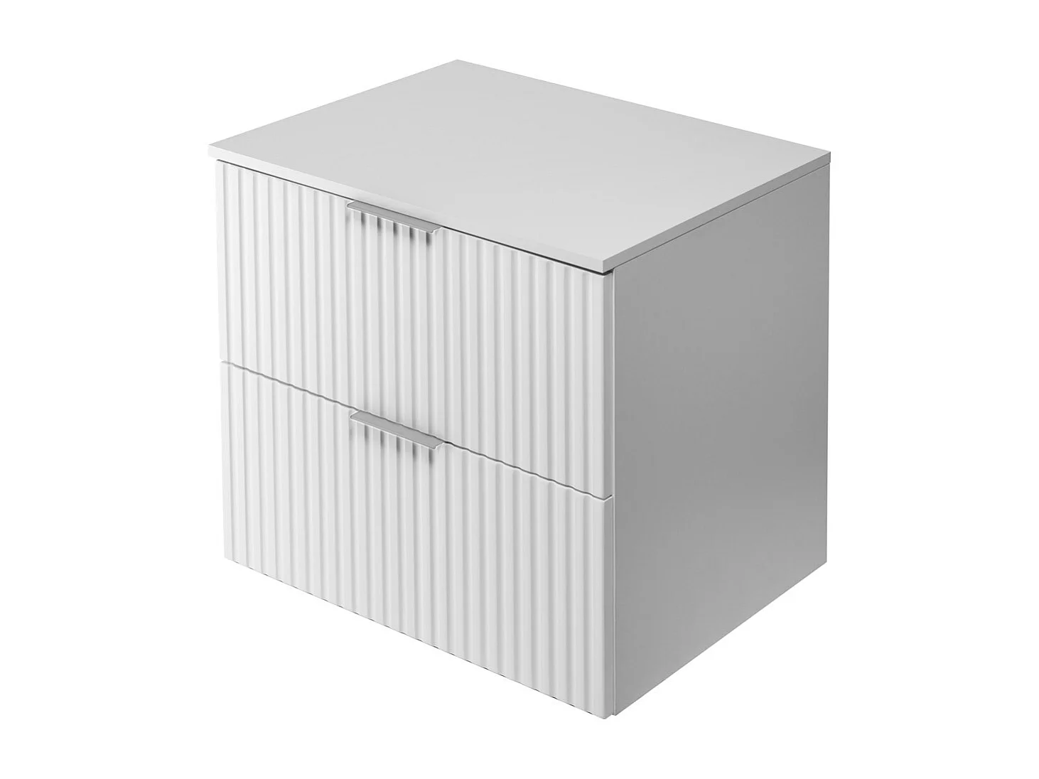 Meuble vasque, Blanc, 60 x 57 x 46 cm, poignée argentée + Plan de travail