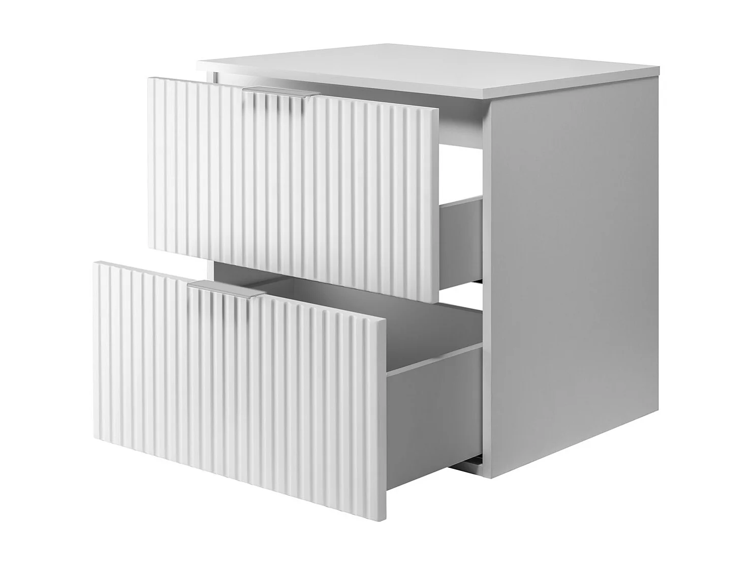 Meuble vasque, Blanc, 60 x 57 x 46 cm, poignée argentée + Plan de travail