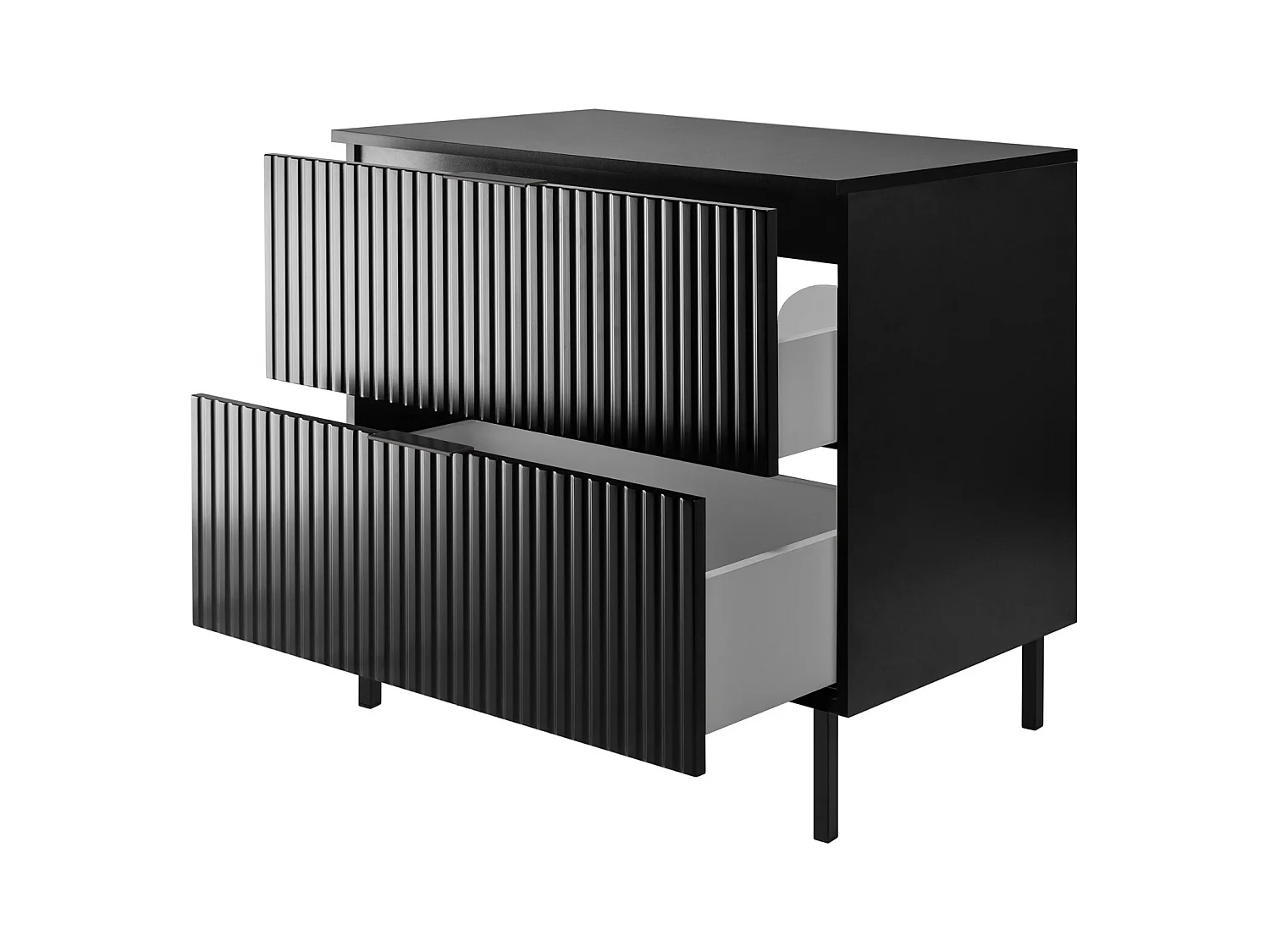 Wastafelmeubel, Zwart, 80 x 77 x 46 cm, Zwarte handgreep, Zwarte poten + Blad