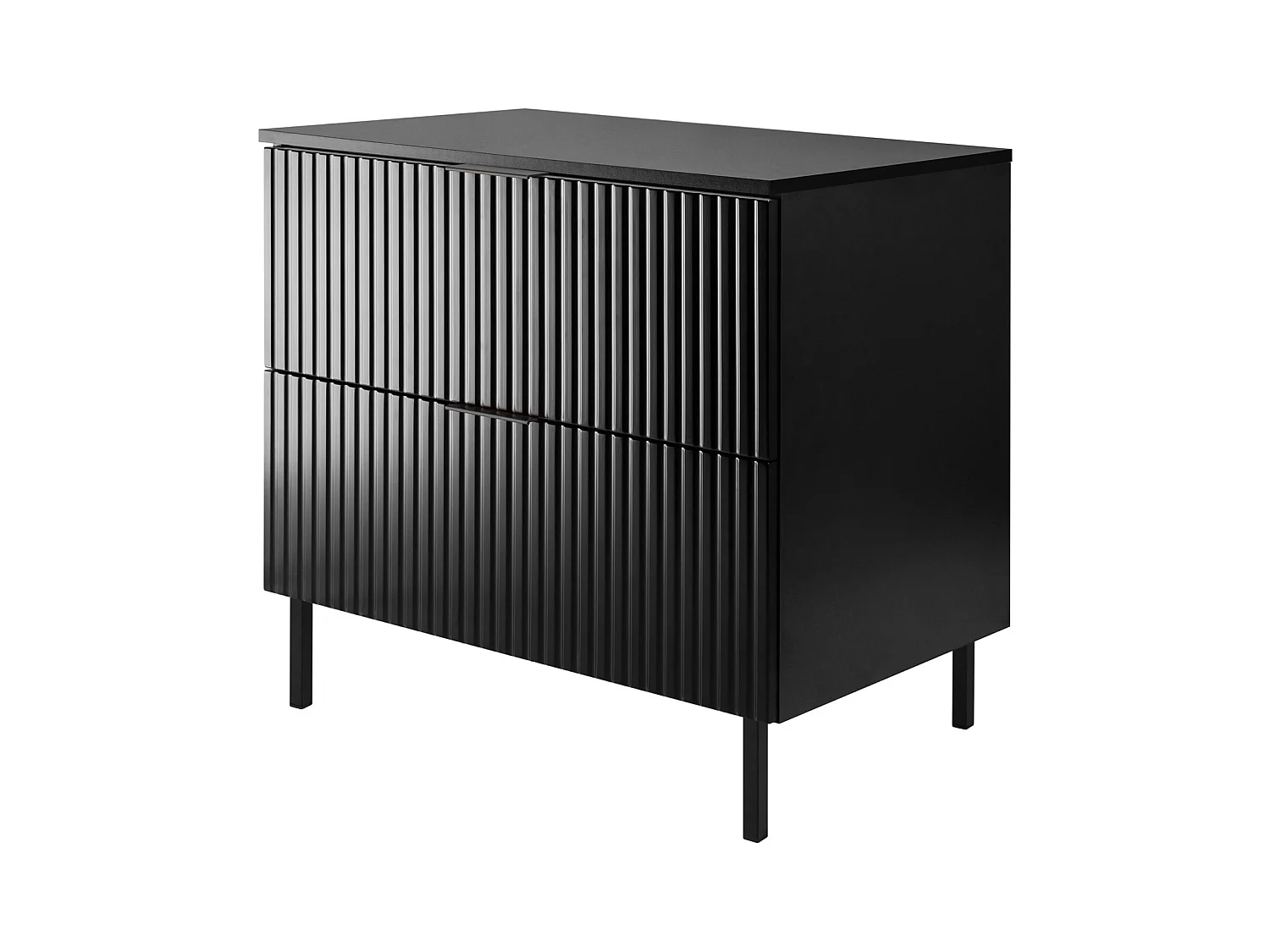 Meuble vasque, Noir, 80 x 77 x 46 cm, poignée noire, pieds noirs + Plan de travail