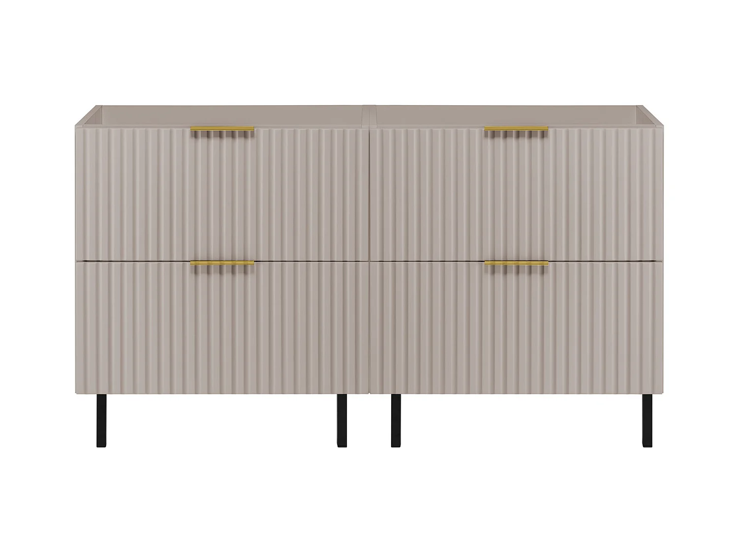 Waschbeckunterschrank, Kaschmir, 120 (2 x 60) x 77 x 46 cm, goldener Griff, schwarze Beine, ohne Top