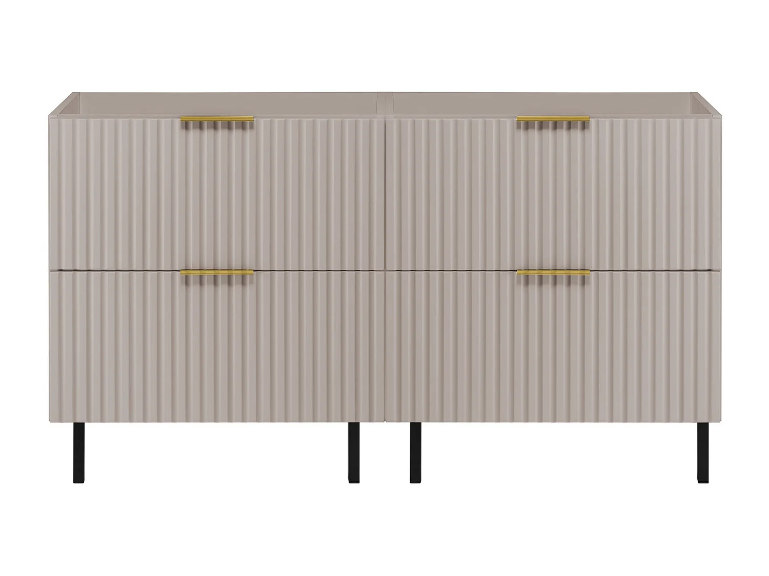 Szafka pod umywalkę, Kaszmir, 120 (2 x 60) x 77 x 46 cm, uchwyt złoty, nogi czarne, bez blatu