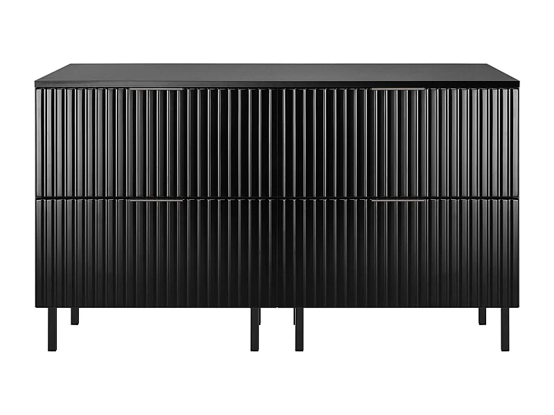 Waschbeckunterschrank, Schwarz, 120 (2 x 60) x 77 x 46 cm, schwarzer Griff, schwarze Beine + Arbeitsplatte