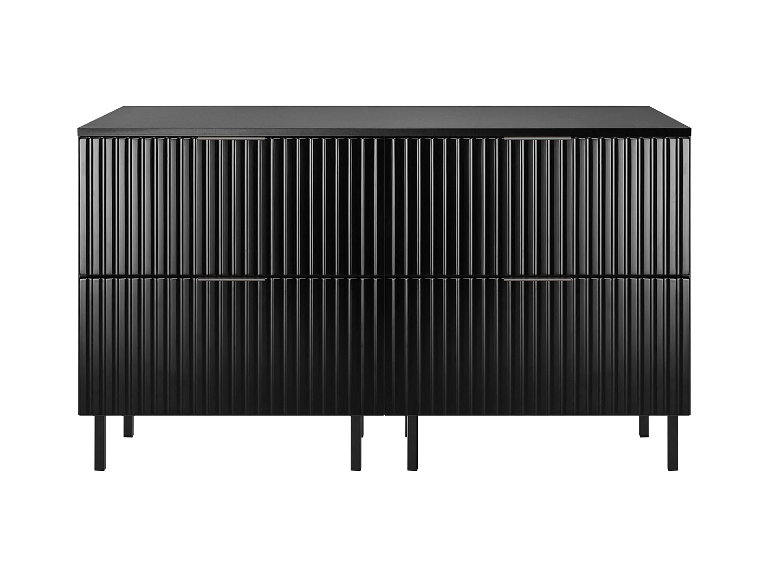 Waschbeckunterschrank, Schwarz, 120 (2 x 60) x 77 x 46 cm, schwarzer Griff, schwarze Beine + Arbeitsplatte