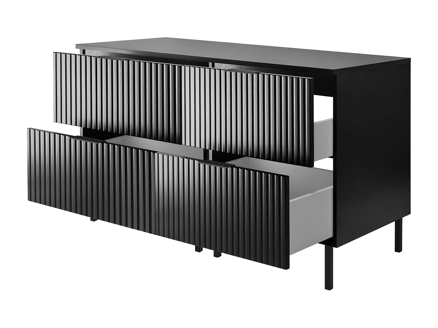 Szafka pod umywalkę, mat czarny, 120 (2 x 60) x 77 x 46 cm, uchwyt czarny, nóżki czarne + Blat