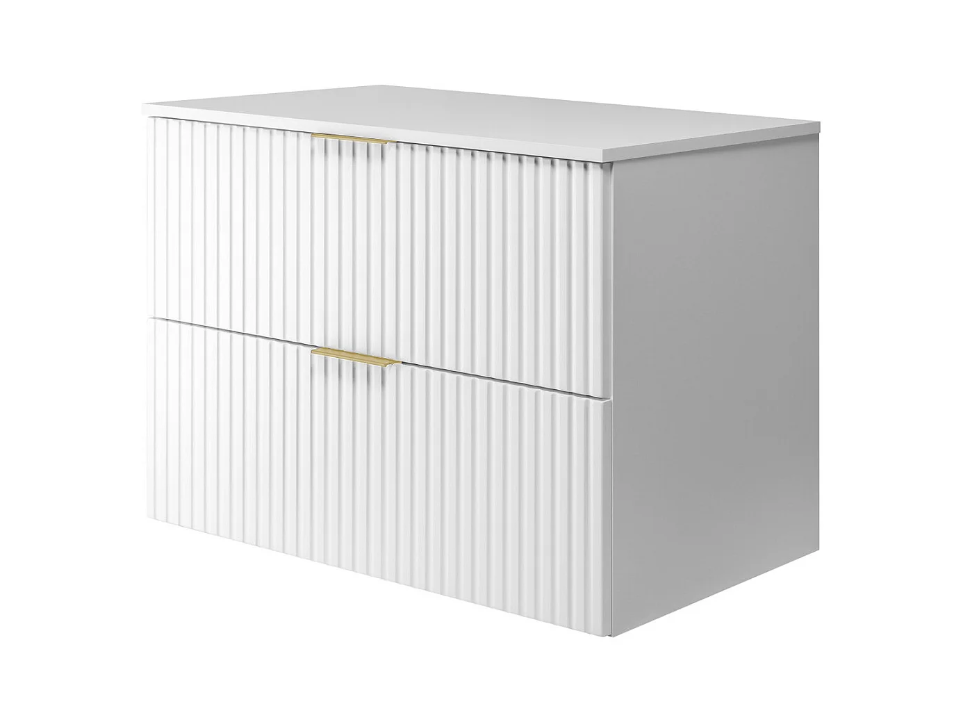 Waschbeckunterschrank, Weiß, 80 x 57 x 46 cm, goldener Griff + Arbeitsplatte