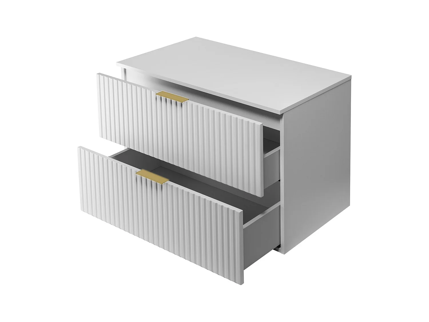 Waschbeckunterschrank, Weiß, 80 x 57 x 46 cm, goldener Griff + Arbeitsplatte