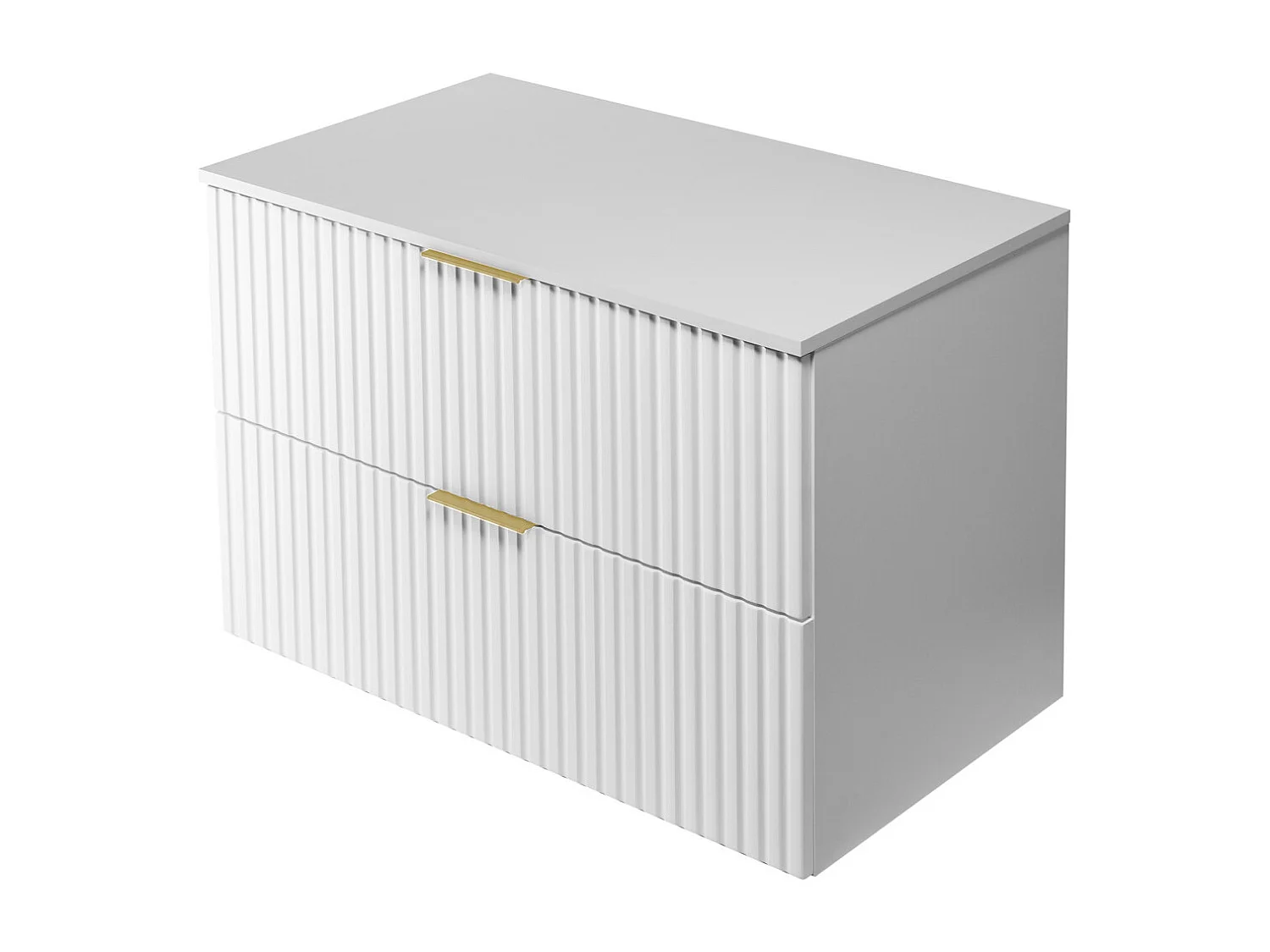 Waschbeckunterschrank, Weiß, 80 x 57 x 46 cm, goldener Griff + Arbeitsplatte