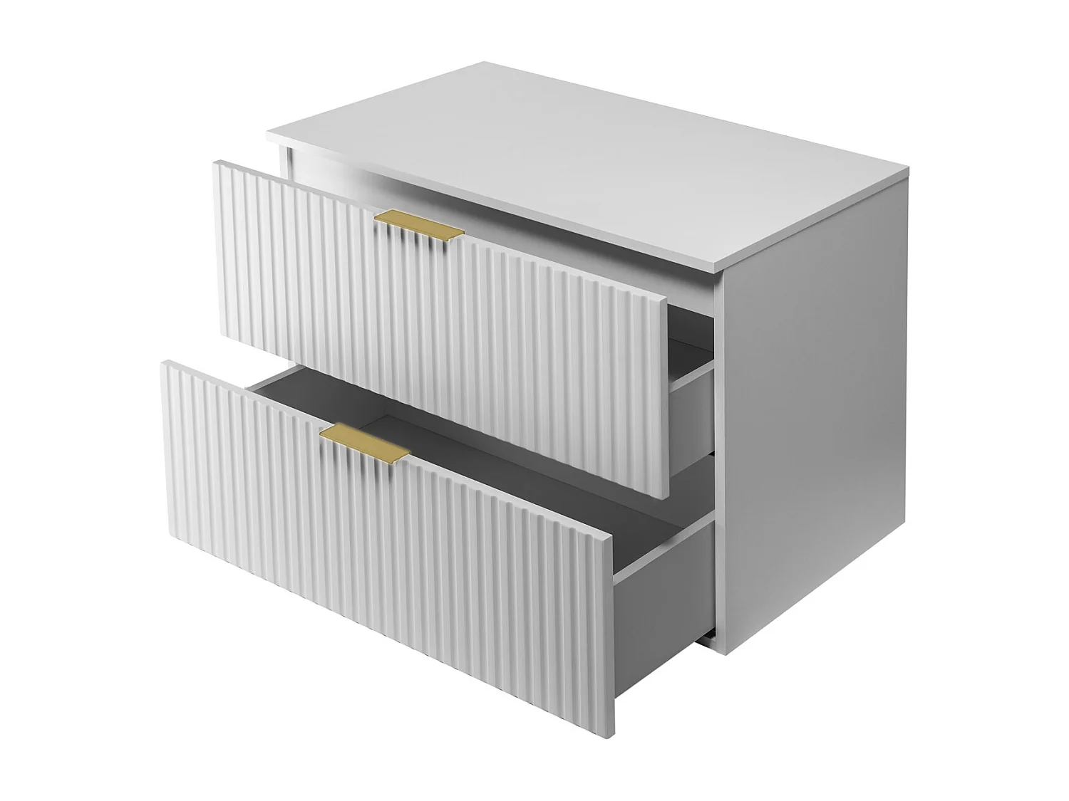 Waschbeckunterschrank, Weiß, 80 x 57 x 46 cm, goldener Griff + Arbeitsplatte