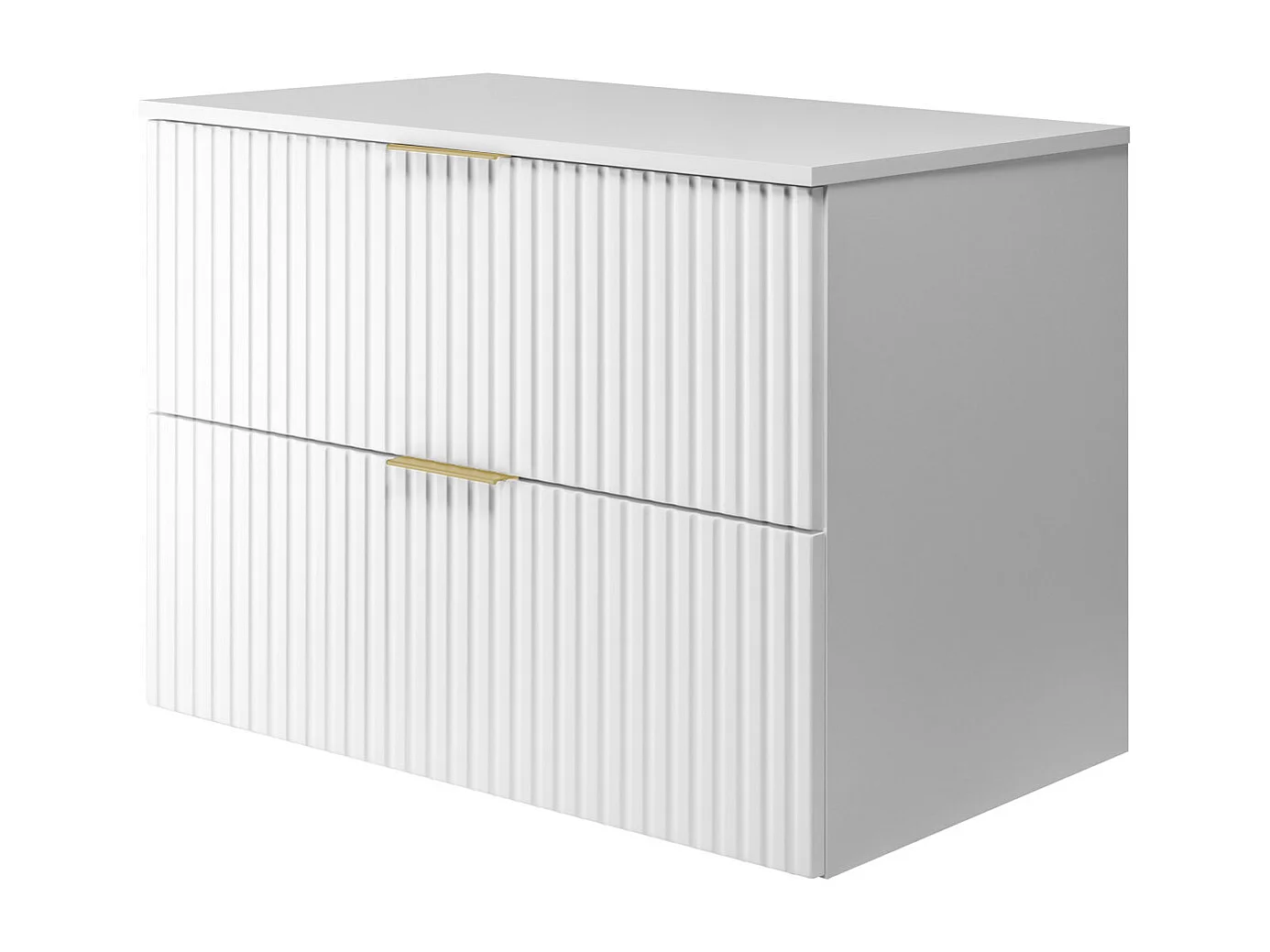 Meuble vasque, Blanc, 80 x 57 x 46 cm, poignée dorée + Plan de travail