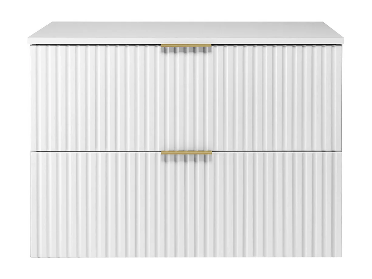 Meuble vasque, Blanc, 80 x 57 x 46 cm, poignée dorée + Plan de travail