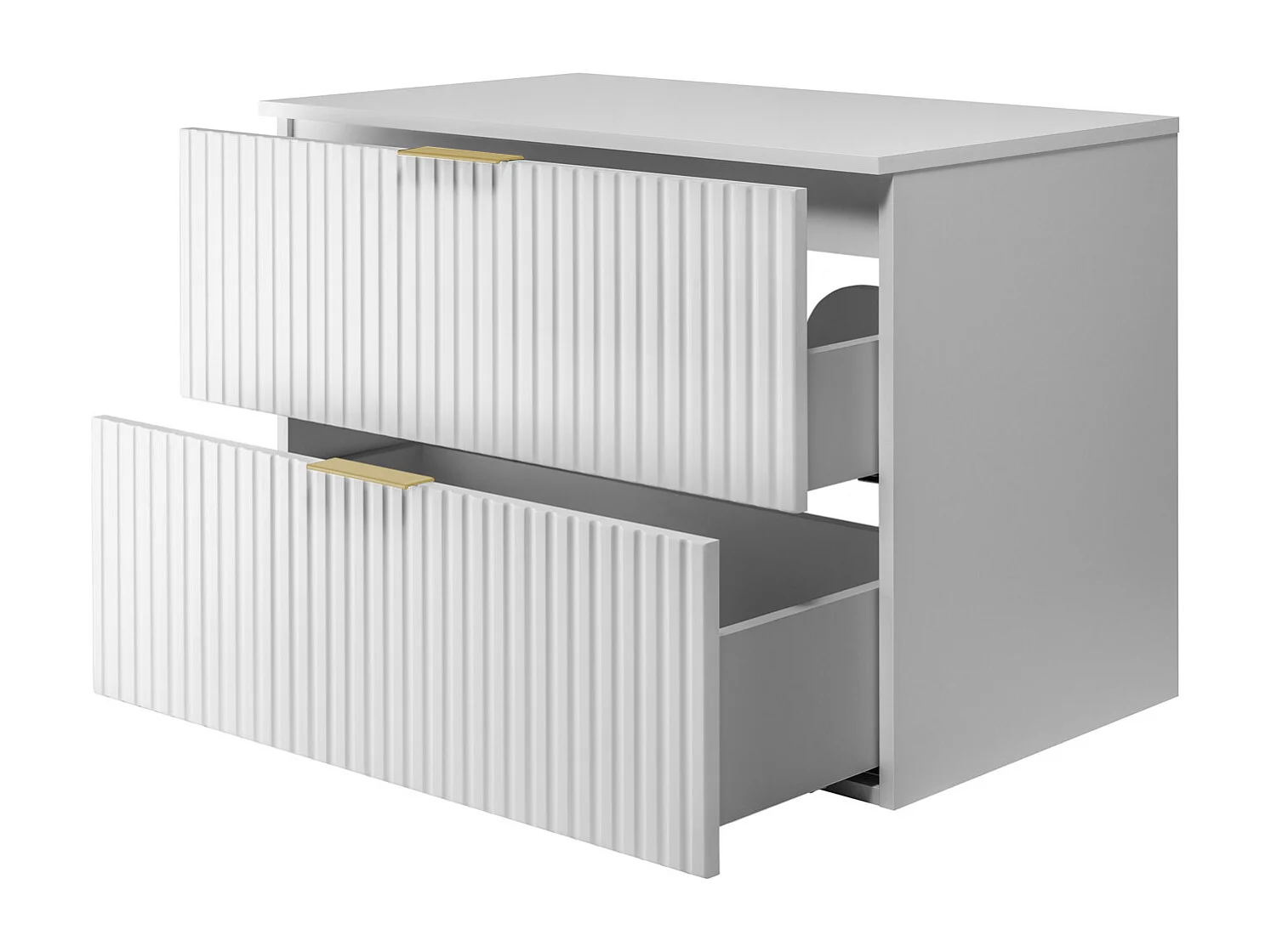 Meuble vasque, Blanc, 80 x 57 x 46 cm, poignée dorée + Plan de travail