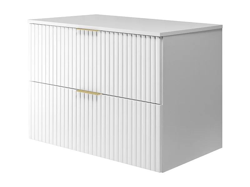 Meuble vasque, Blanc, 80 x 57 x 46 cm, poignée dorée + Plan de travail