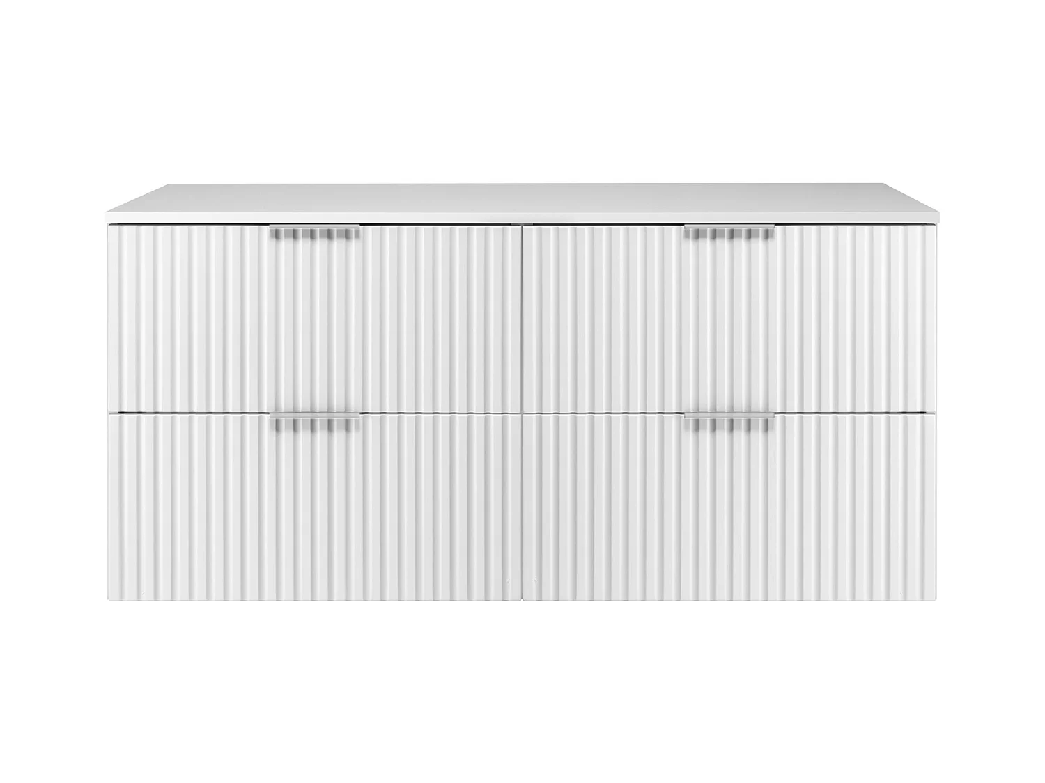 Meuble vasque, Blanc, 120 (2 x 60) x 57 x 46 cm, poignée argentée + Plan de travail