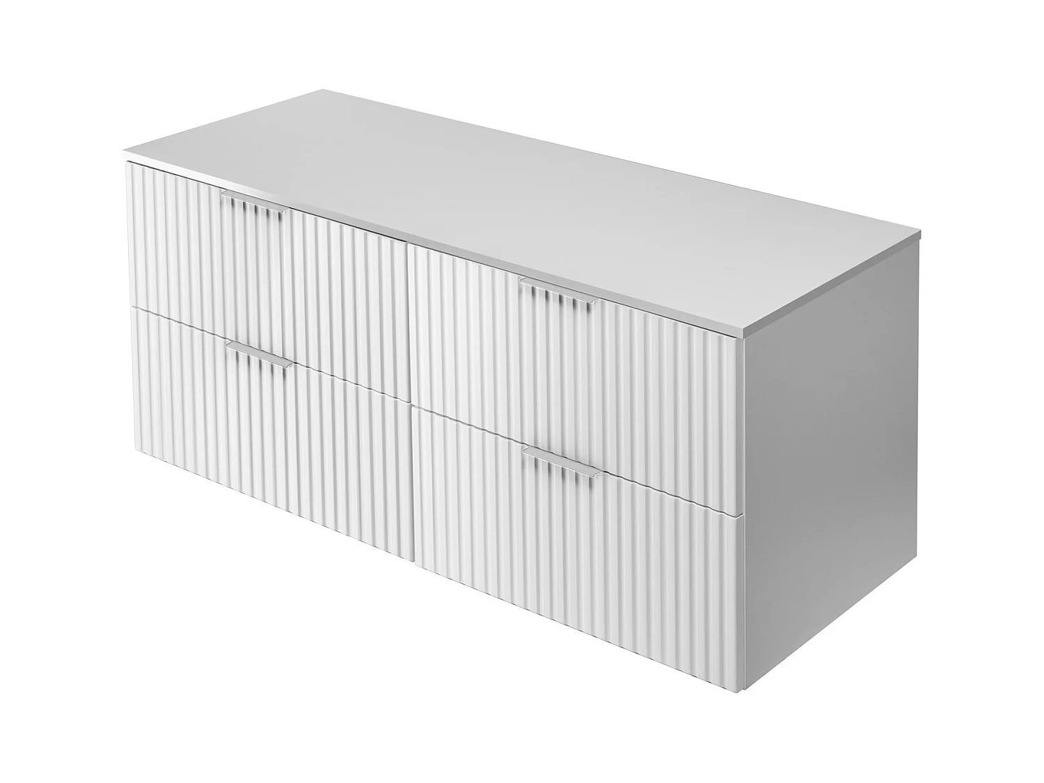 Meuble vasque, Blanc, 120 (2 x 60) x 57 x 46 cm, poignée argentée + Plan de travail