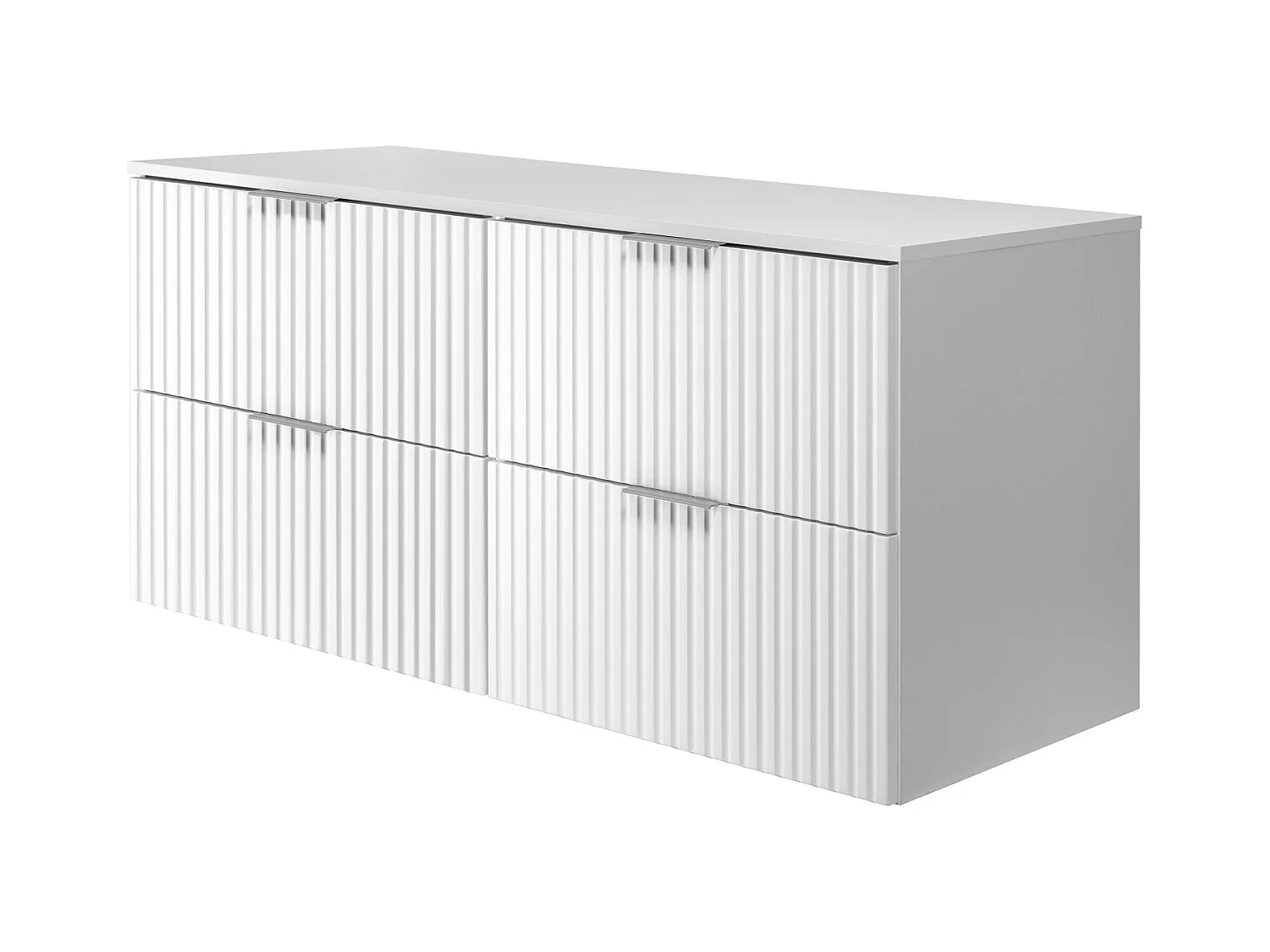 Meuble vasque, Blanc, 120 (2 x 60) x 57 x 46 cm, poignée argentée + Plan de travail