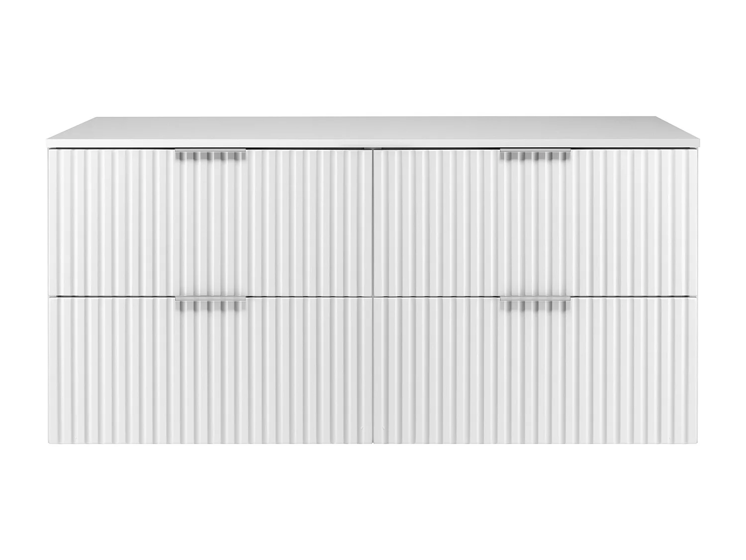 Meuble vasque, Blanc, 120 (2 x 60) x 57 x 46 cm, poignée argentée + Plan de travail