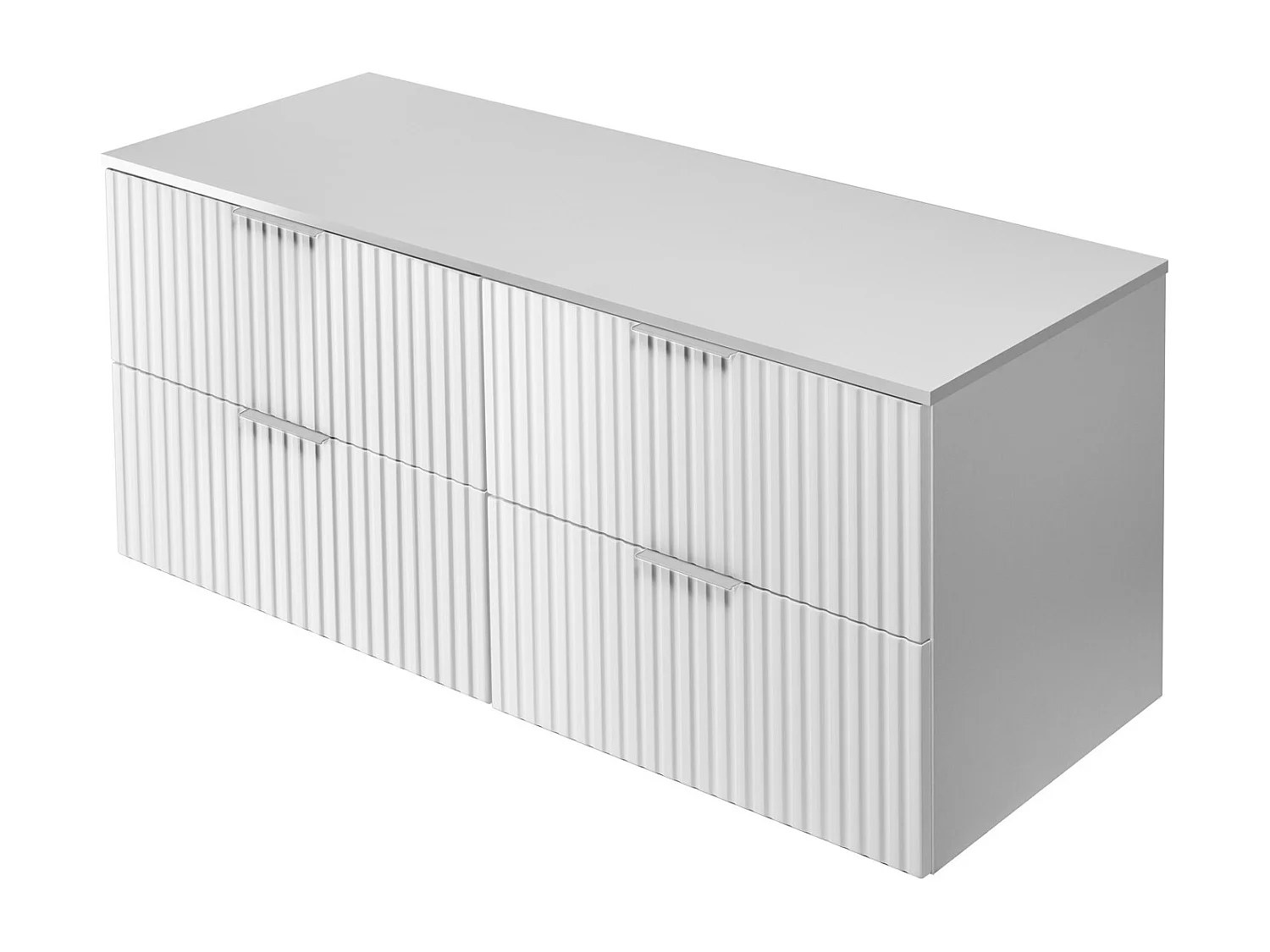 Meuble vasque, Blanc, 120 (2 x 60) x 57 x 46 cm, poignée argentée + Plan de travail