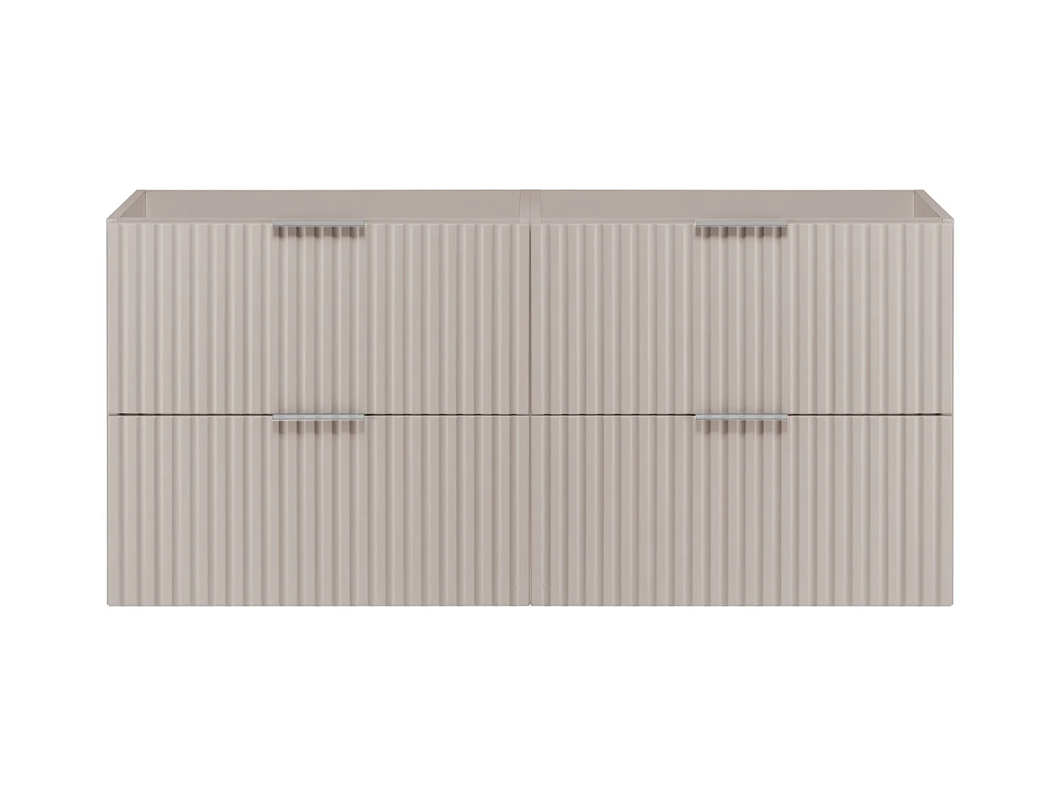 Waschbeckunterschrank, Kaschmir, 120 (2 x 60) x 57 x 46 cm, silberner Griff, ohne Arbeitsplatte