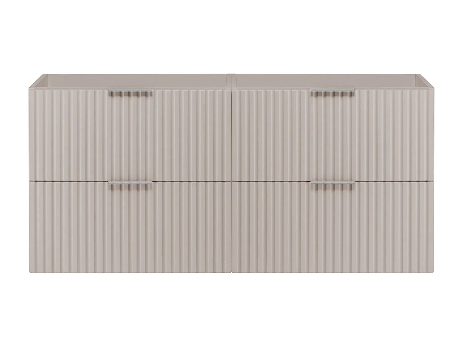 Waschbeckunterschrank, Kaschmir, 120 (2 x 60) x 57 x 46 cm, silberner Griff, ohne Arbeitsplatte