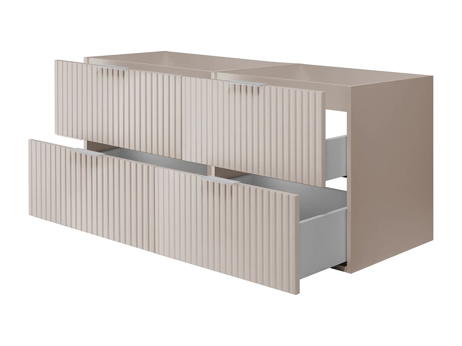 Meuble vasque, Cachemire, 120 (2 x 60) x 57 x 46 cm, poignée argentée, sans plateau
