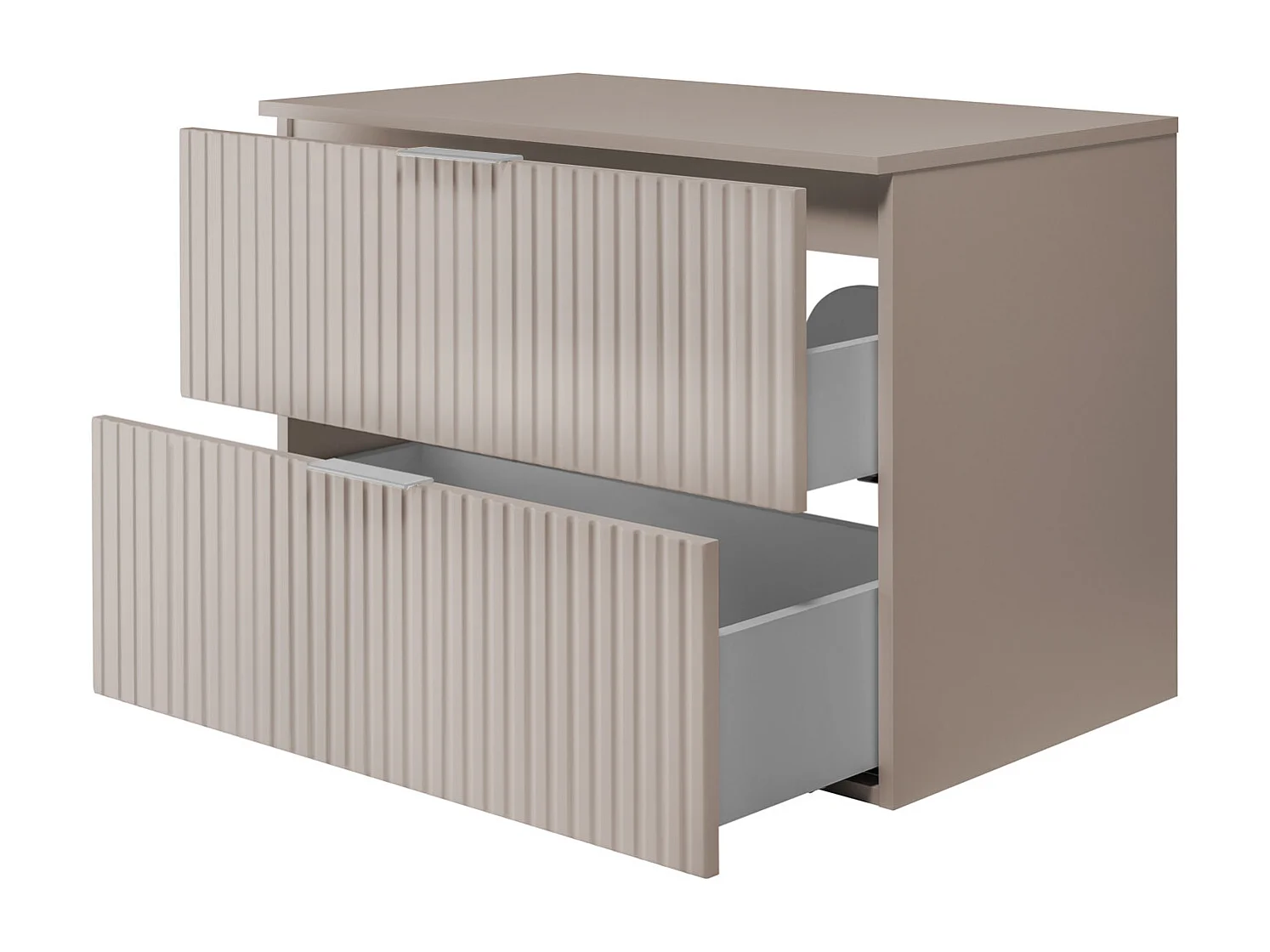 Waschbeckunterschrank, Kaschmir, 80 x 57 x 46 cm, silberner Griff + Arbeitsplatte