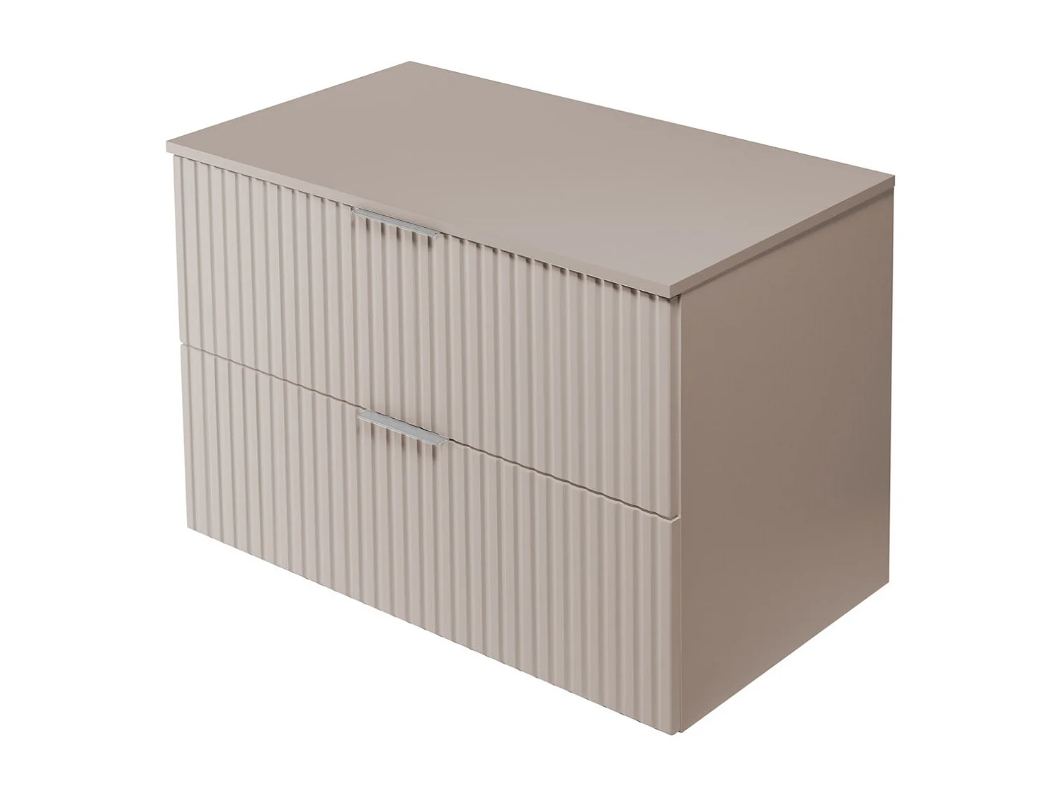 Waschbeckunterschrank, Kaschmir, 80 x 57 x 46 cm, silberner Griff + Arbeitsplatte