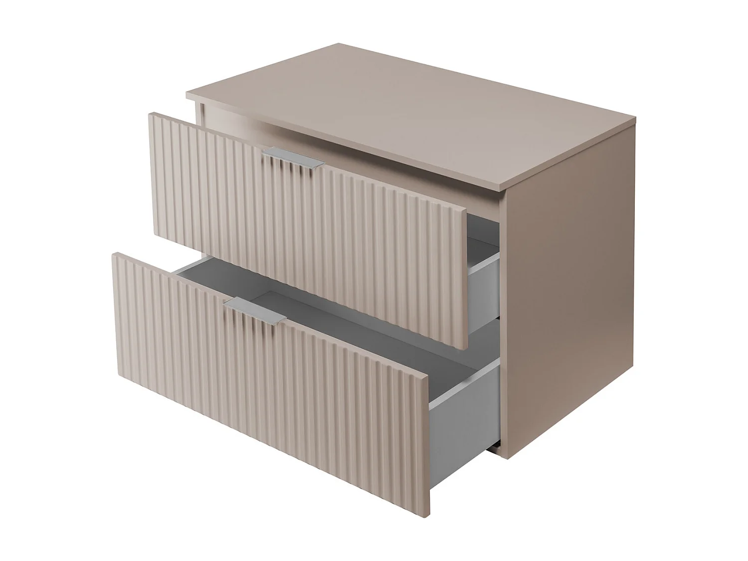 Waschbeckunterschrank, Kaschmir, 80 x 57 x 46 cm, silberner Griff + Arbeitsplatte