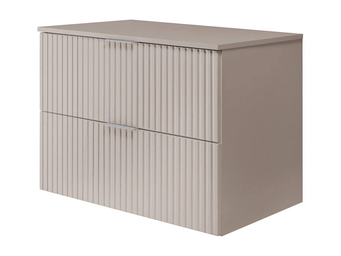 Waschbeckunterschrank, Kaschmir, 80 x 57 x 46 cm, silberner Griff + Arbeitsplatte