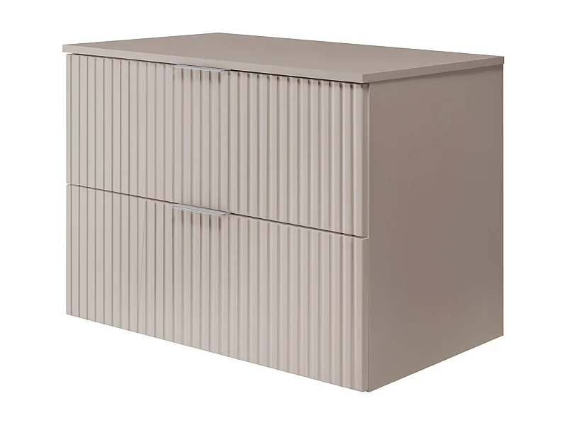 Waschbeckunterschrank, Kaschmir, 80 x 57 x 46 cm, silberner Griff + Arbeitsplatte