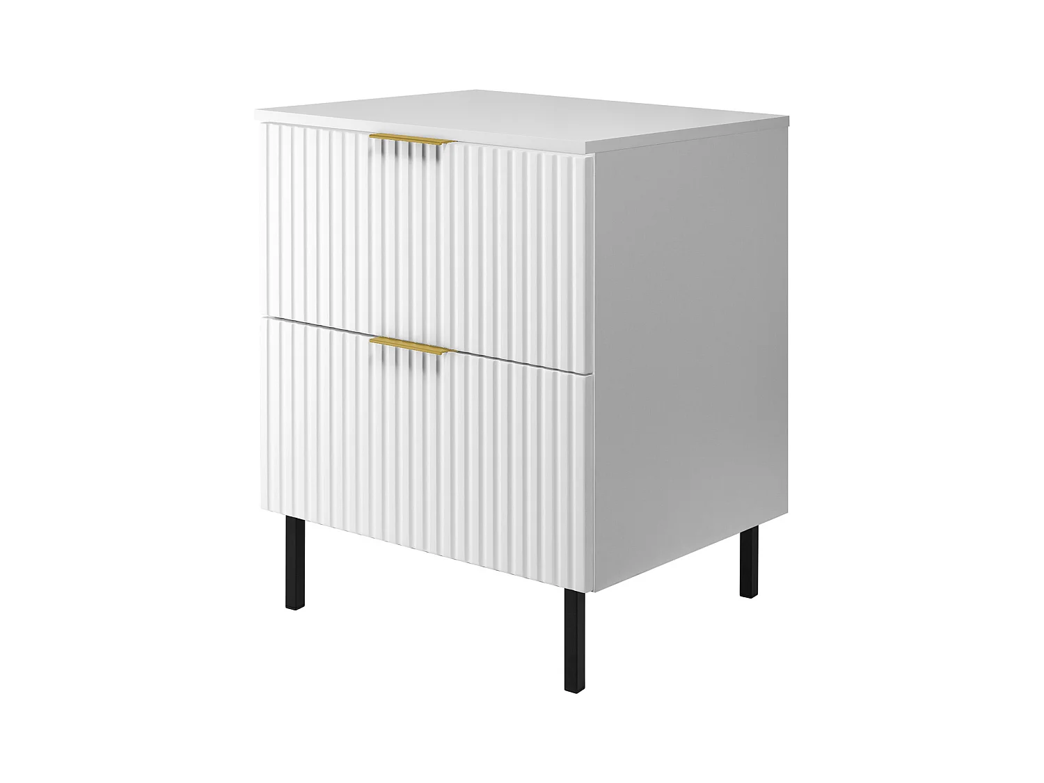 Waschbeckunterschrank, Weiß, 60 x 77 x 46 cm, goldener Griff, schwarze Beine + Arbeitsplatte