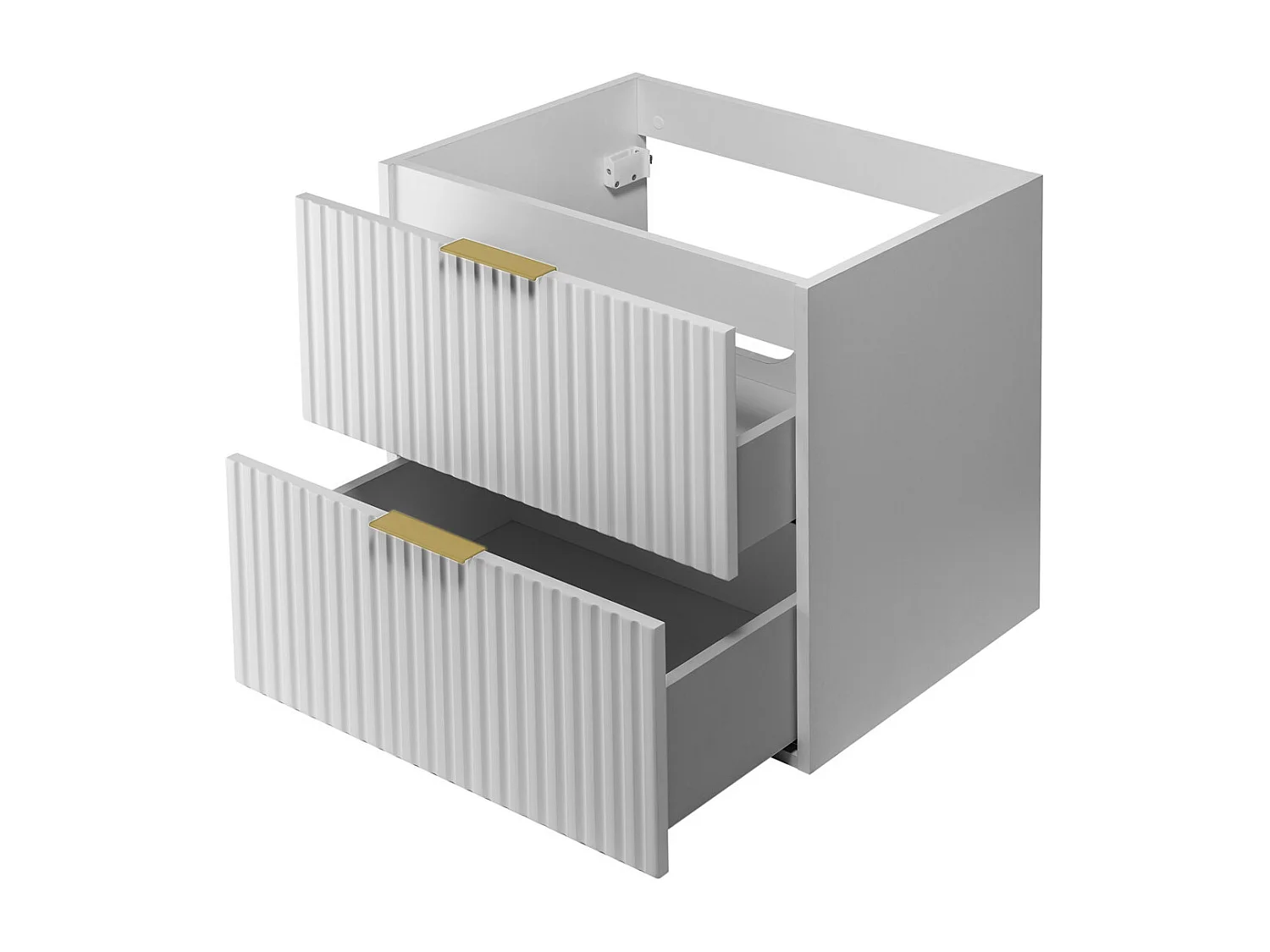 Szafka pod umywalkę, biała, 60 x 77 x 46 cm, uchwyt złoty, nogi czarne + blat