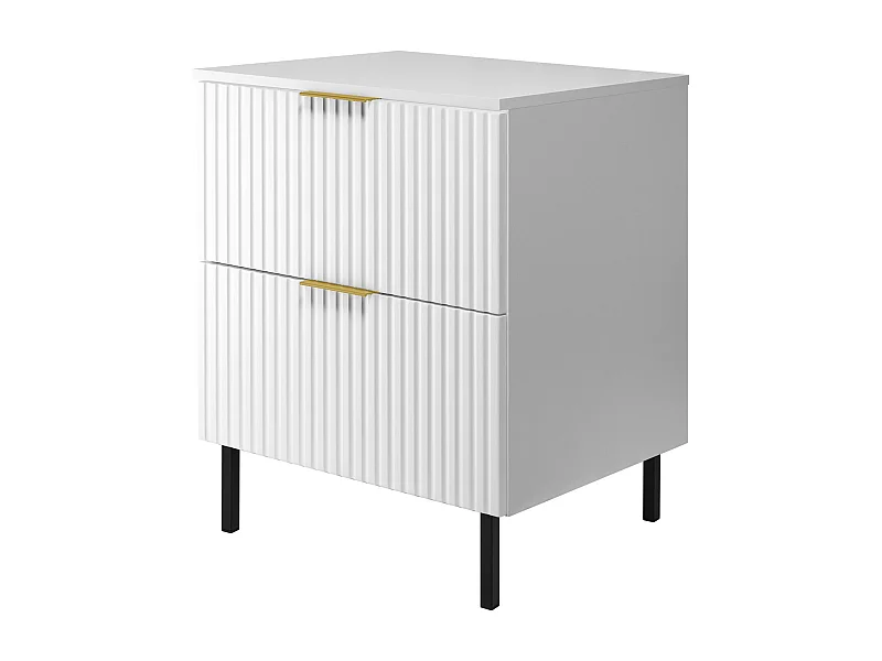 Wastafelmeubel, Wit, 60 x 77 x 46 cm, gouden handgreep, Zwarte poten + Blad