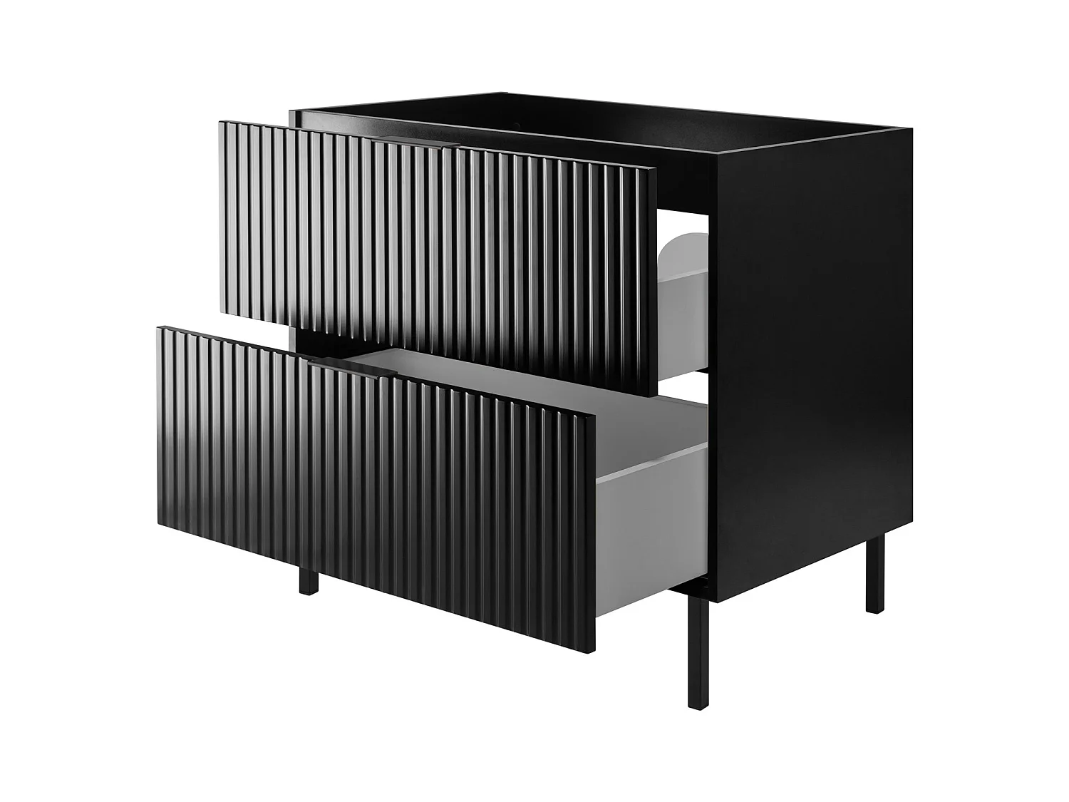 Wastafelmeubel, Zwart, 80 x 77 x 46 cm, Zwarte handgreep, Zwarte poten, zonder bovenblad