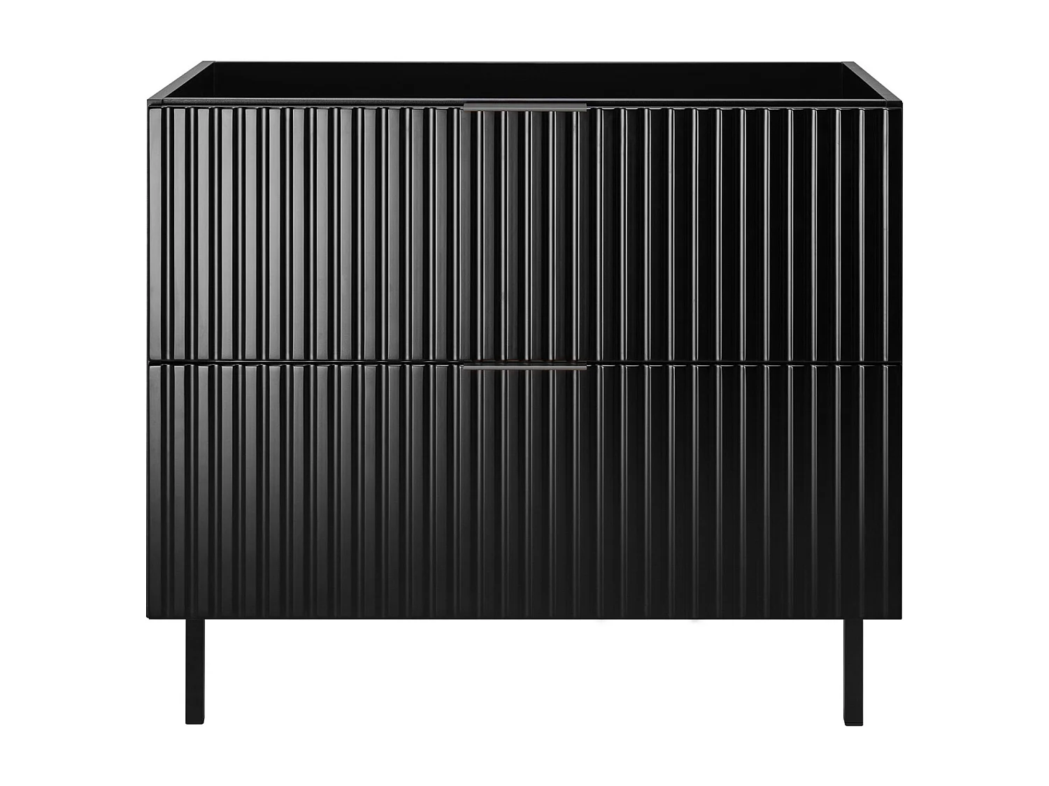 Meuble vasque, Noir, 80 x 77 x 46 cm, poignée noire, pieds noirs, sans plateau