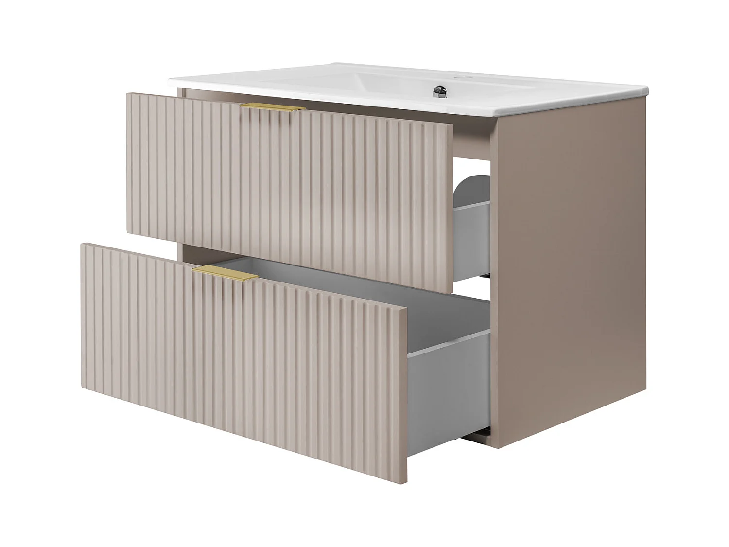 Waschbeckunterschrank, Kaschmir, 80 x 57 x 46 cm, Griff Gold, ohne Arbeitsplatte