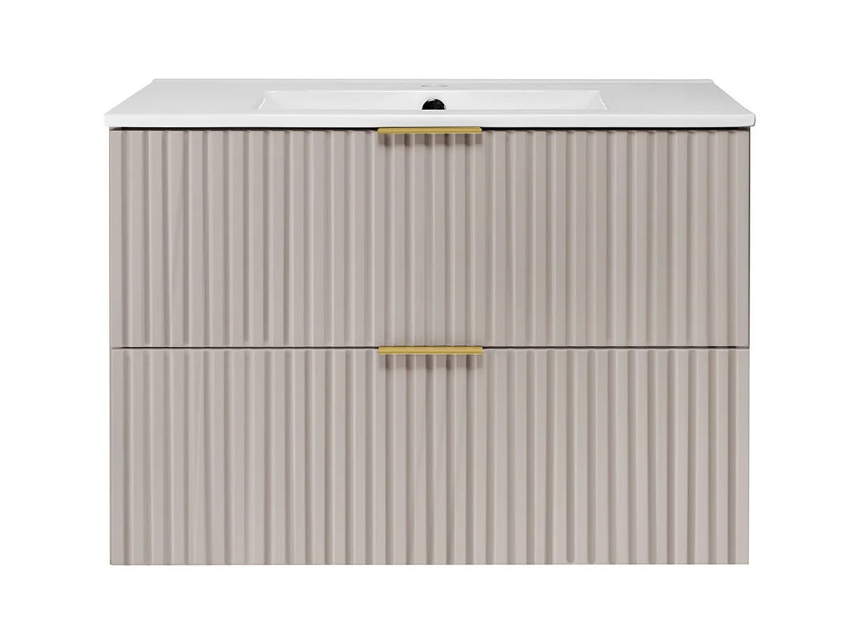 Waschbeckunterschrank, Kaschmir, 80 x 57 x 46 cm, Griff Gold, ohne Arbeitsplatte