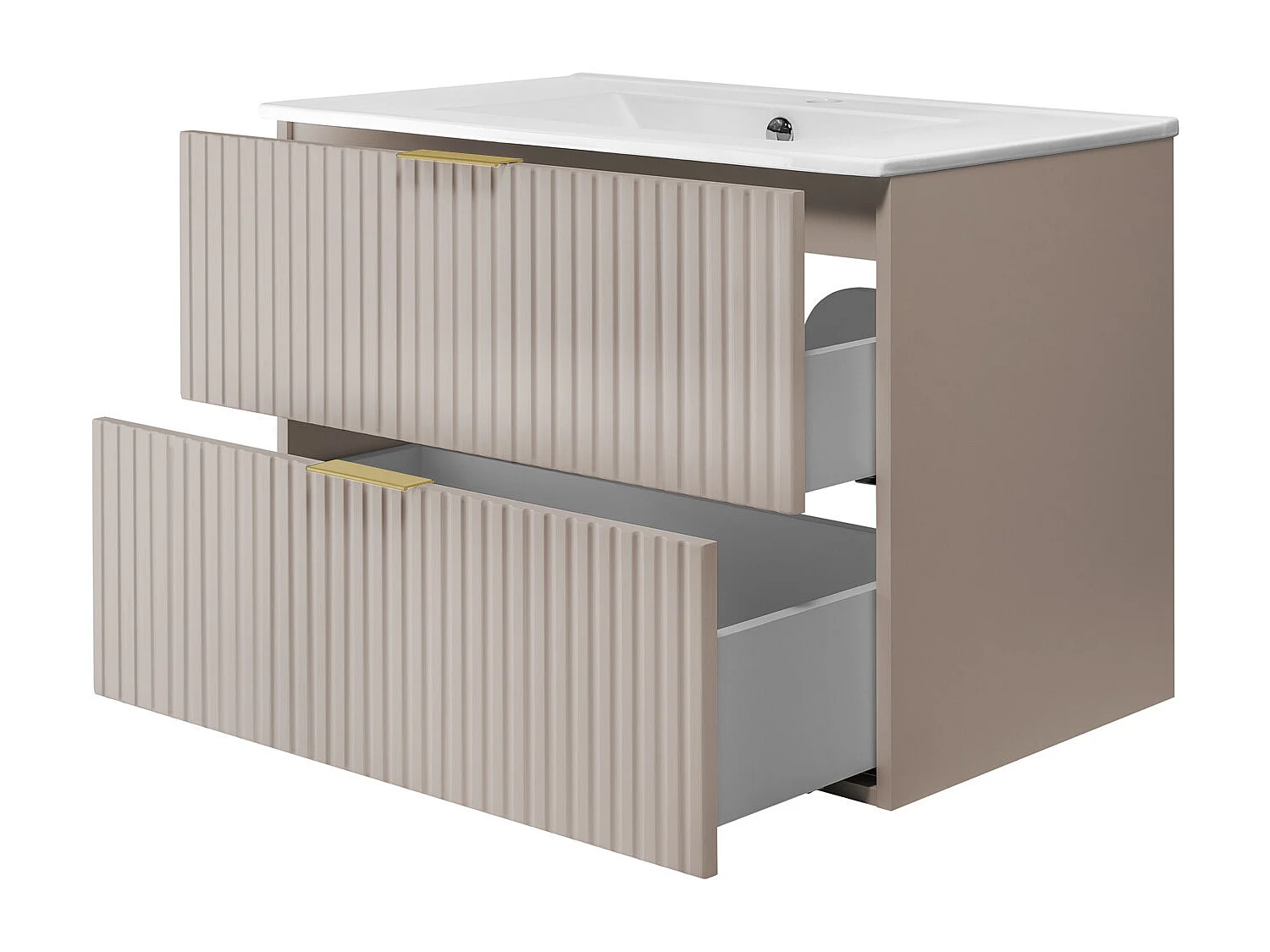 Meuble vasque, Cachemire, 80 x 57 x 46 cm, poignée dorée, sans plateau