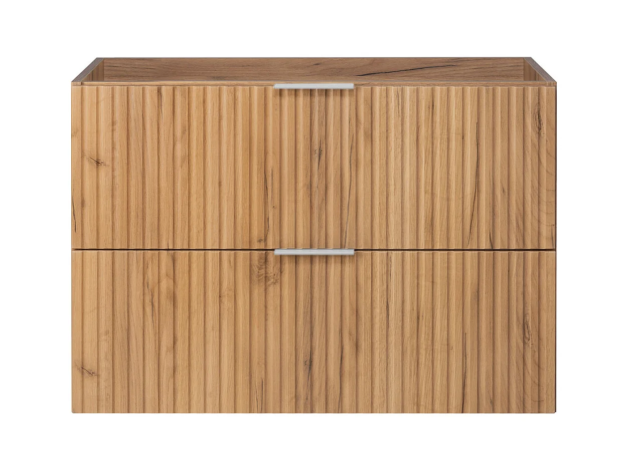 Mueble de lavabo, Roble Craft, 80 x 57 x 46 cm, tirador plateado, sin encimera