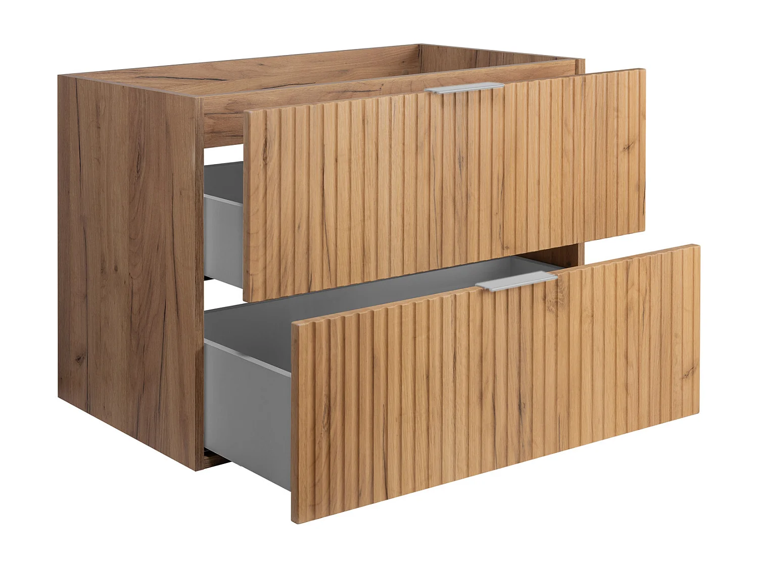 Meuble vasque, Chêne Craft, 80 x 57 x 46 cm, poignée argentée, sans plateau