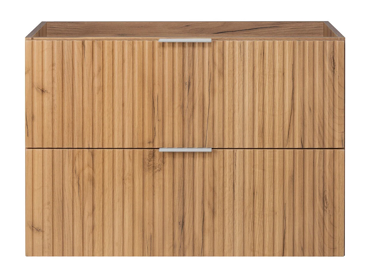 Meuble vasque, Chêne Craft, 80 x 57 x 46 cm, poignée argentée, sans plateau