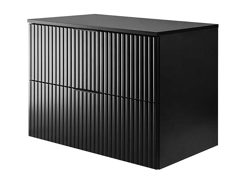 Waschbeckunterschrank, Schwarz, 80 x 57 x 46 cm, schwarzer Griff + Arbeitsplatte