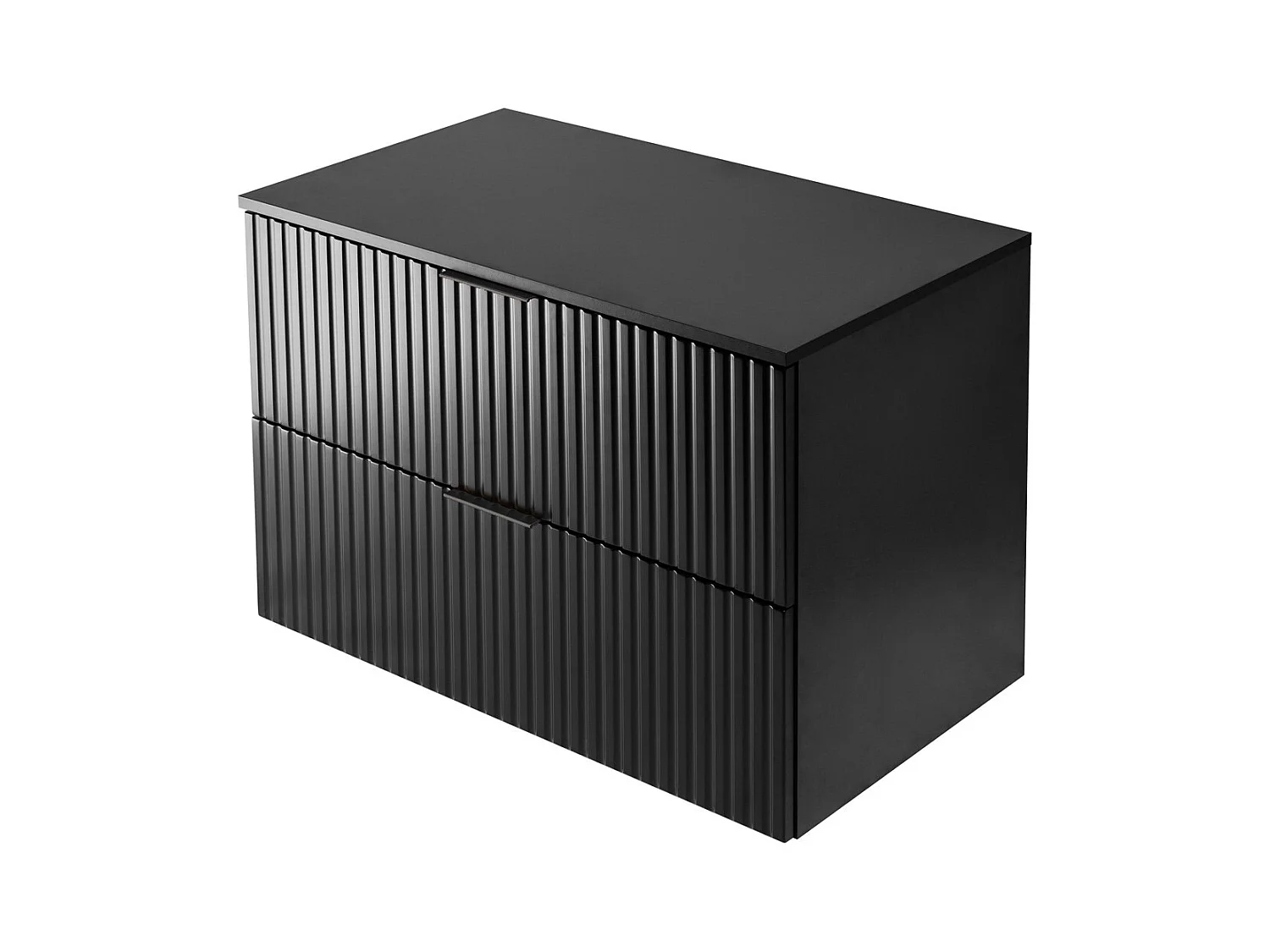 Waschbeckunterschrank, Schwarz, 80 x 57 x 46 cm, schwarzer Griff + Arbeitsplatte