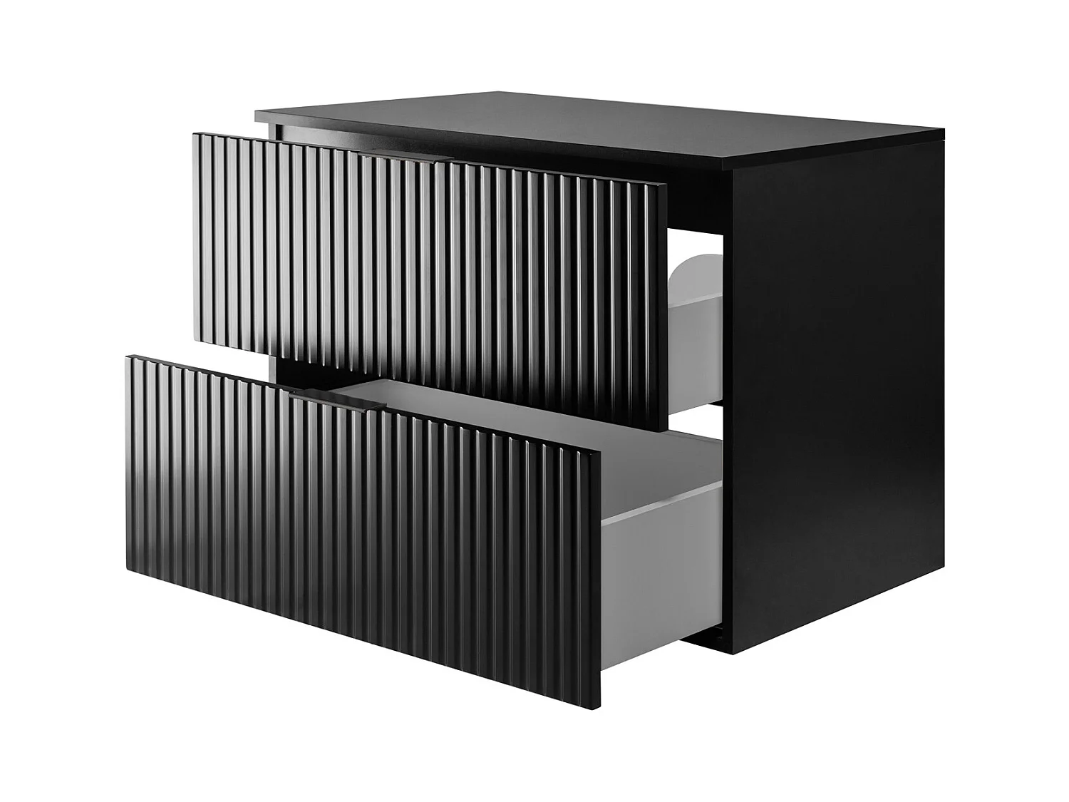 Waschbeckunterschrank, Schwarz, 80 x 57 x 46 cm, schwarzer Griff + Arbeitsplatte