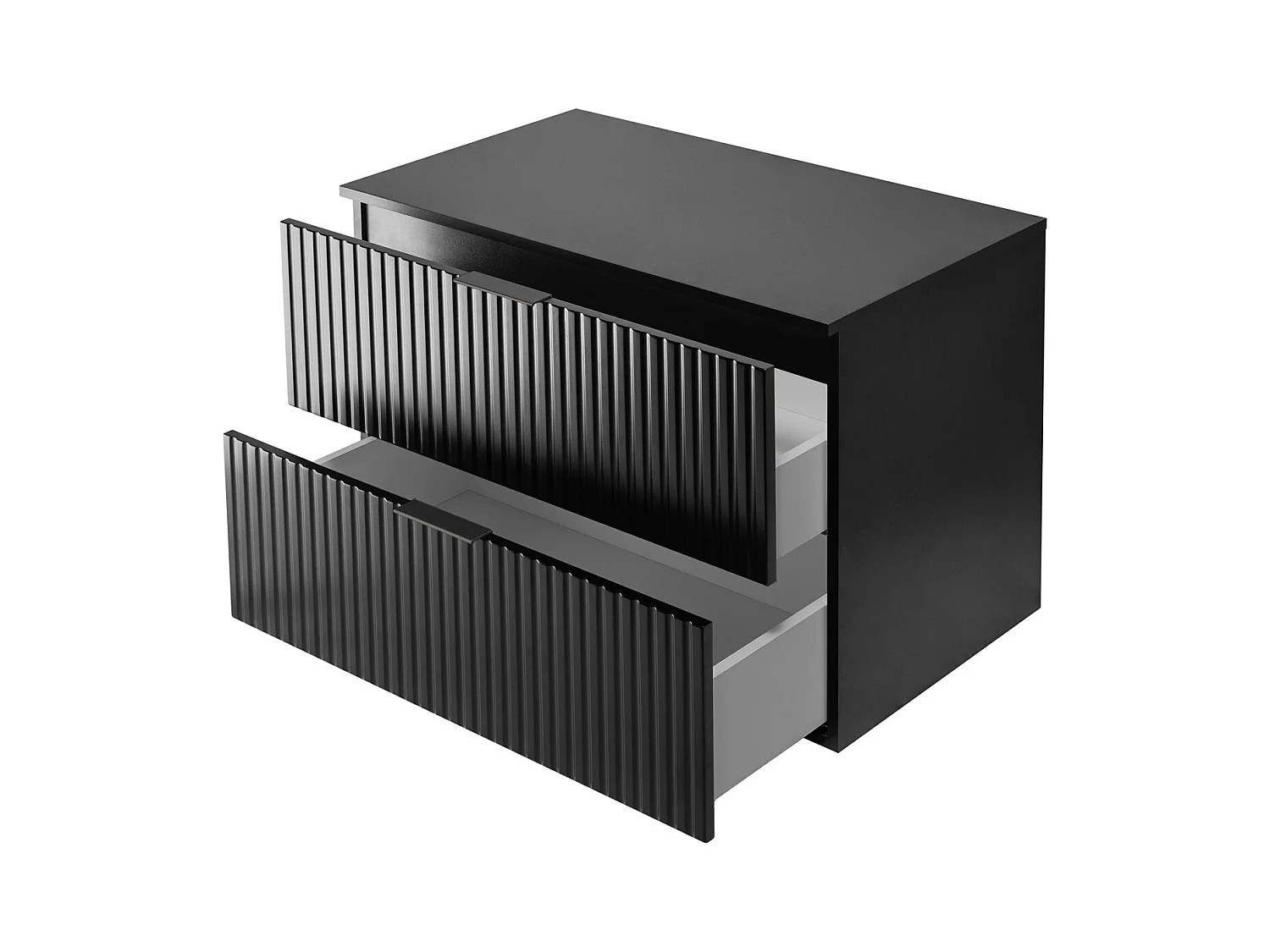 Waschbeckunterschrank, Schwarz, 80 x 57 x 46 cm, schwarzer Griff + Arbeitsplatte