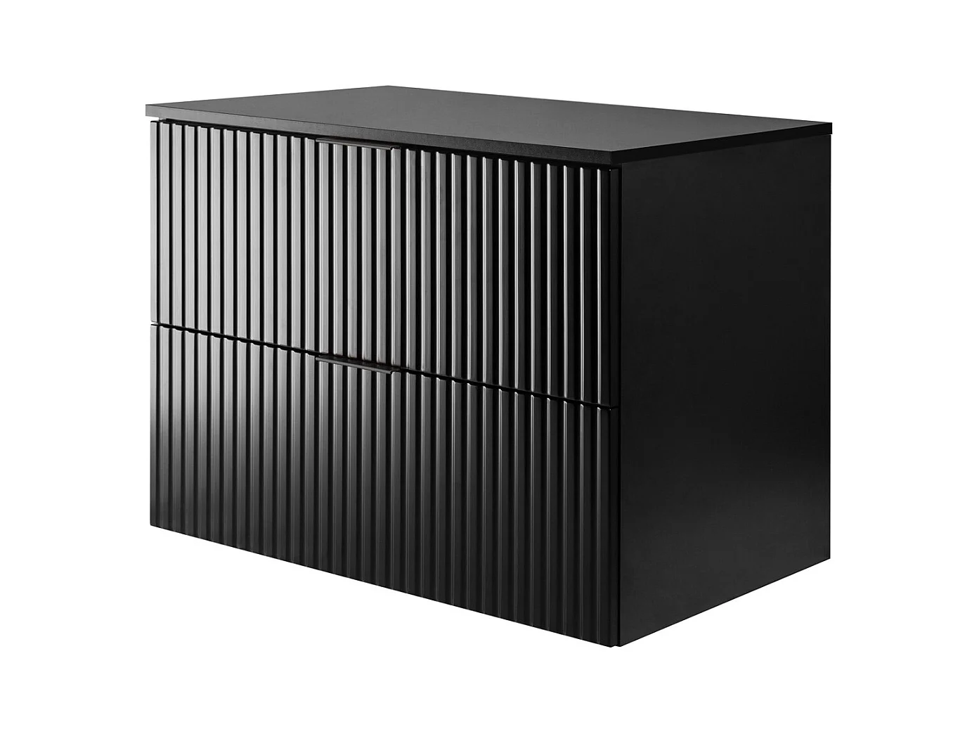 Meuble vasque, Noir, 80 x 57 x 46 cm, poignée noire + Plan de travail