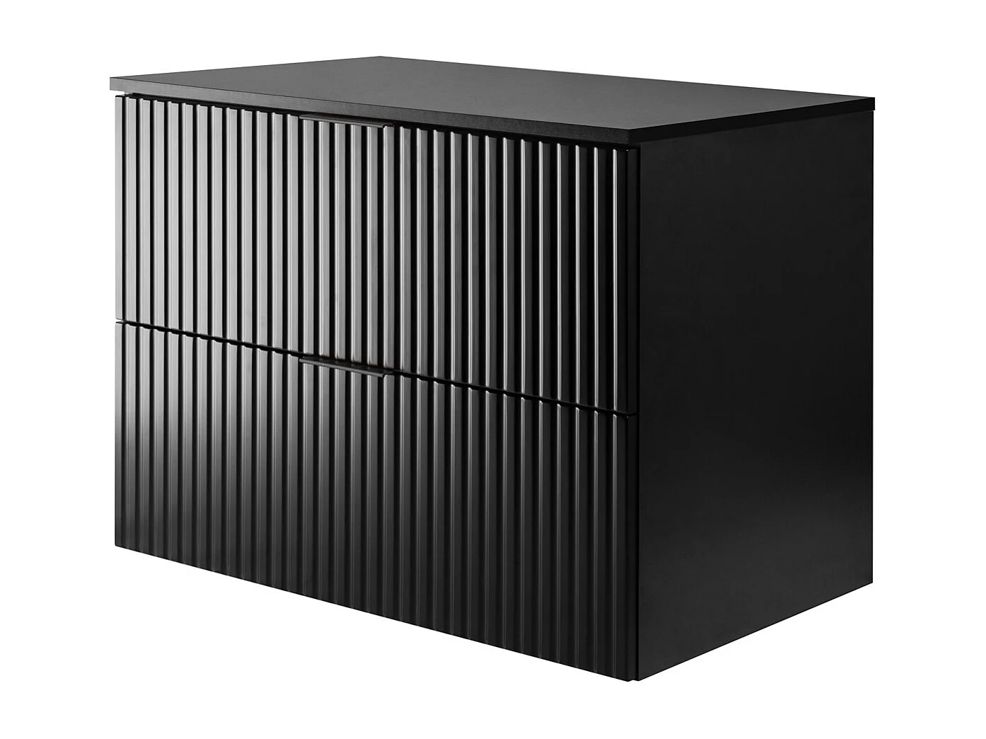 Meuble vasque, Noir, 80 x 57 x 46 cm, poignée noire + Plan de travail