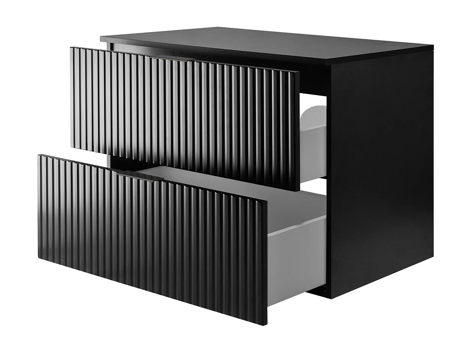 Meuble vasque, Noir, 80 x 57 x 46 cm, poignée noire + Plan de travail